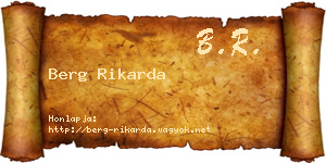 Berg Rikarda névjegykártya